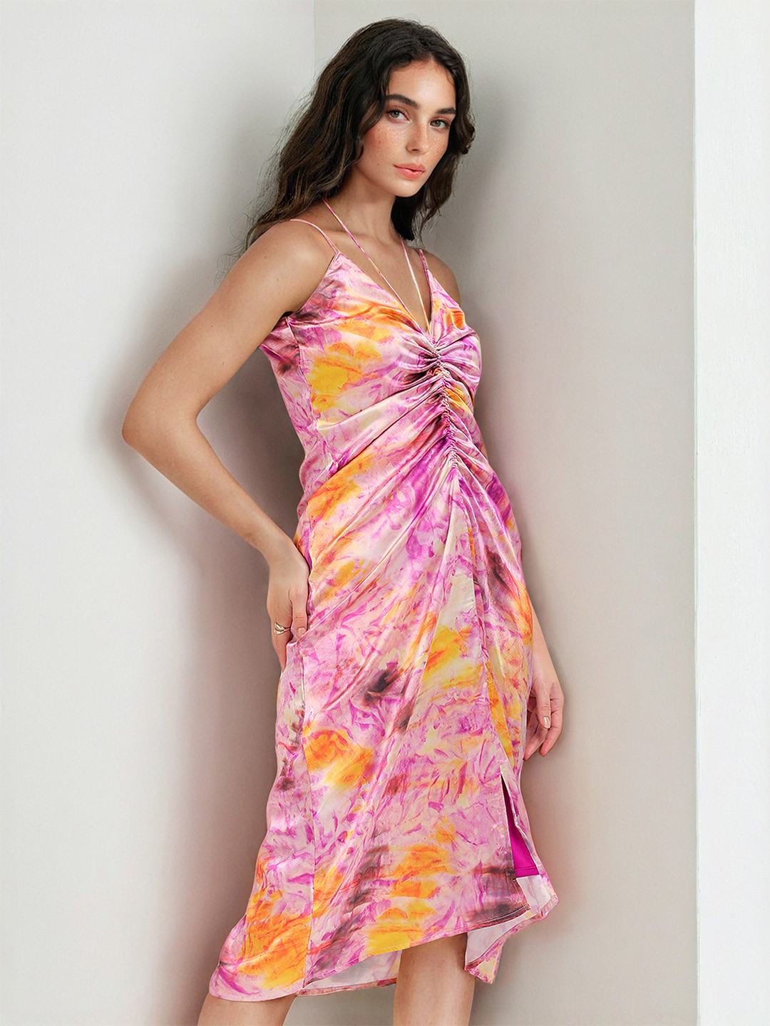 Freehand by The Indian Garage Co Print Satin Sheath Dress