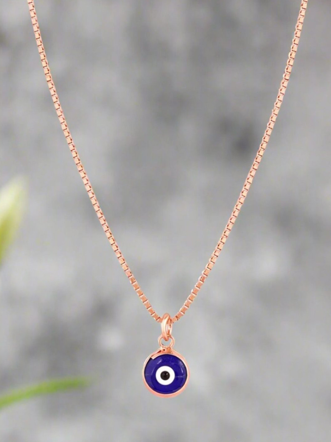 Zavya 925 Sterling Silver Rose Gold-Plated Cubic Zirconia Evil Eye Pendant With Chain