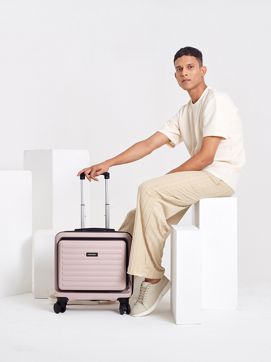 Assembly Stark Pro (Ivory) Overnighter Trolley Bag with Laptop Compartment- 16 Inches