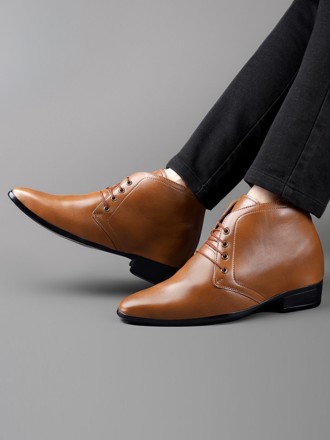 Bxxy Men Hidden Elevator Formal Lace-up Boots