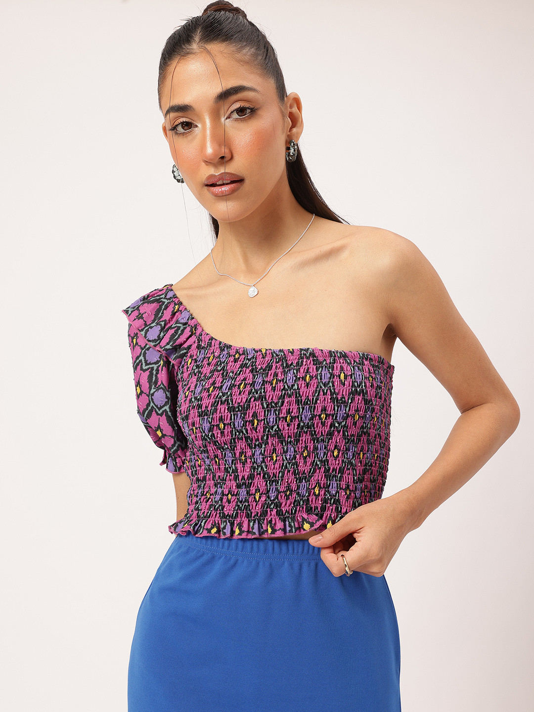 DressBerry One-Shoulder Smock Ruffle Top