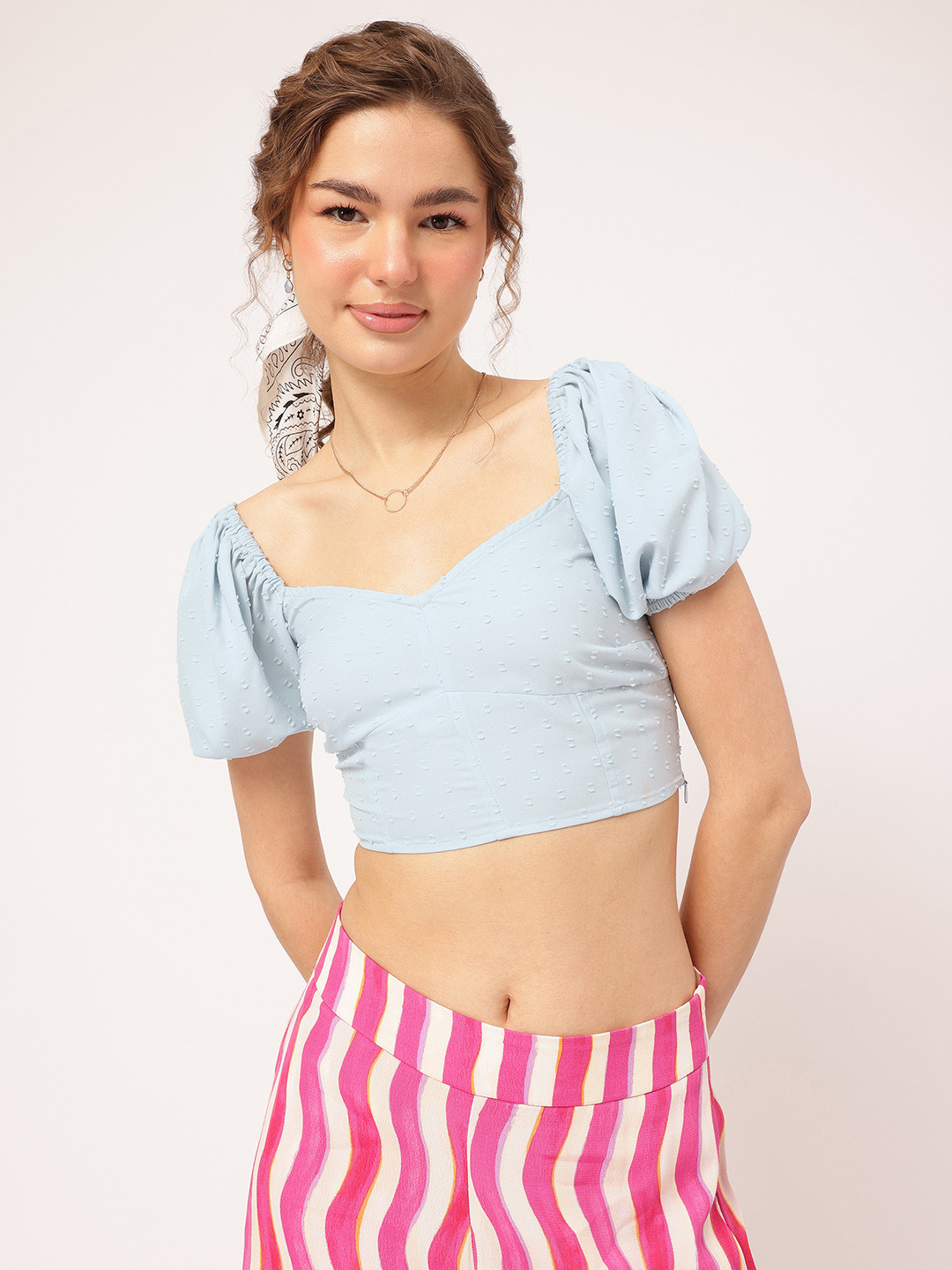 DressBerry Dobby Weave Sweetheart Crop Top