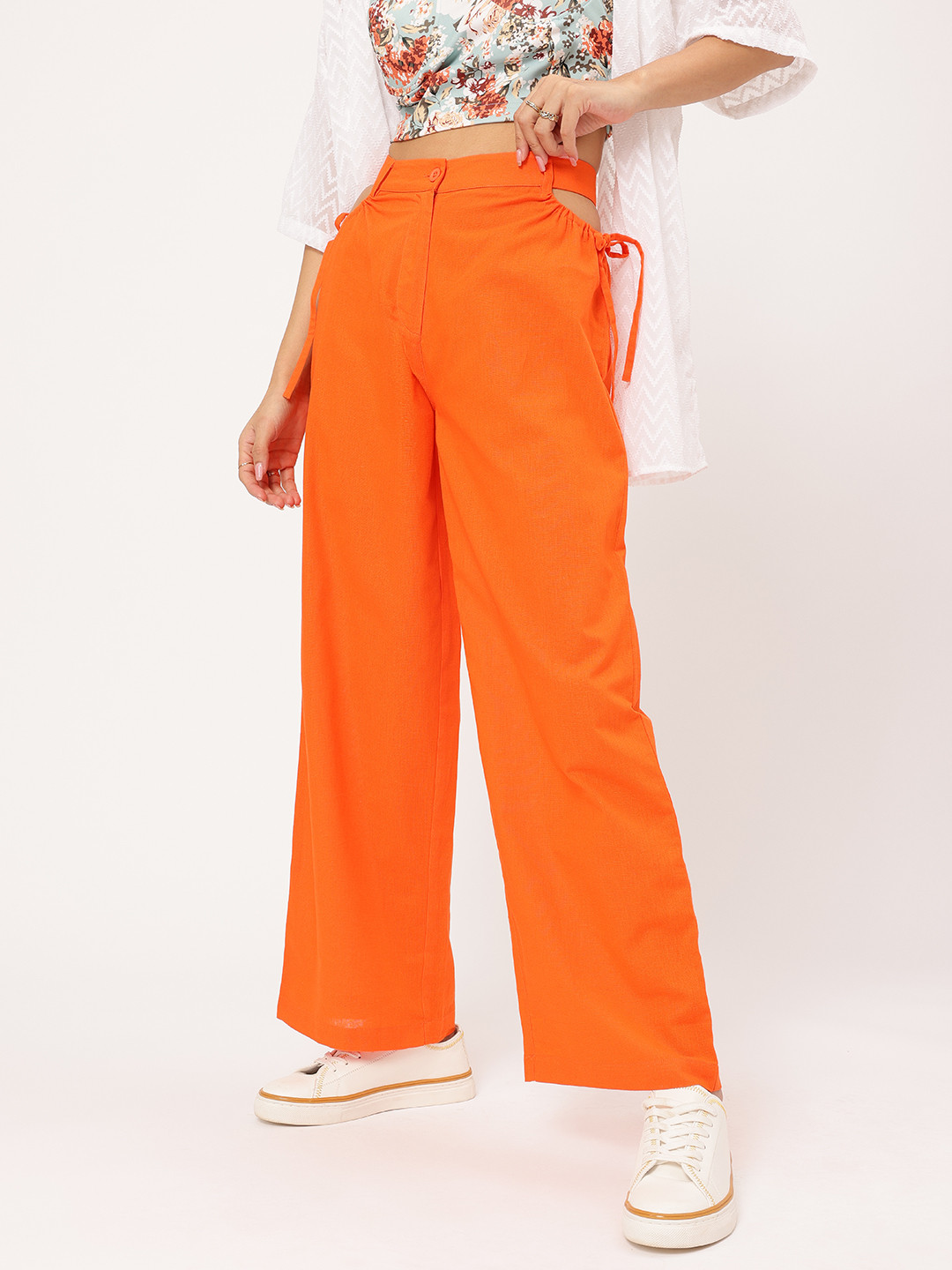 DressBerry Women Solid High-Rise Wide Legs Pants