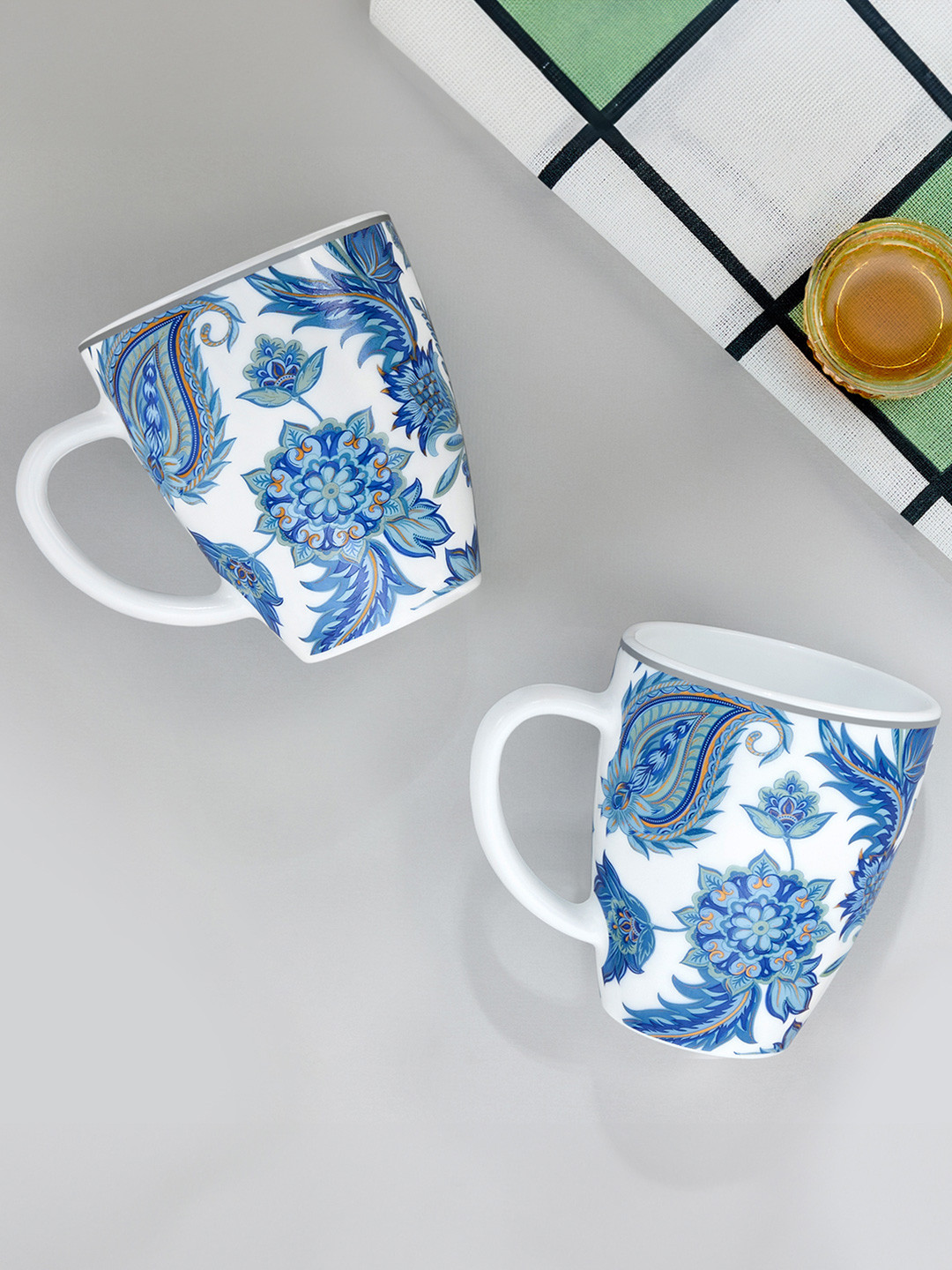 Larah by BOROSIL CozyMauve White Floral Opalware Microwave Safe 2 Piece Mug-390ml