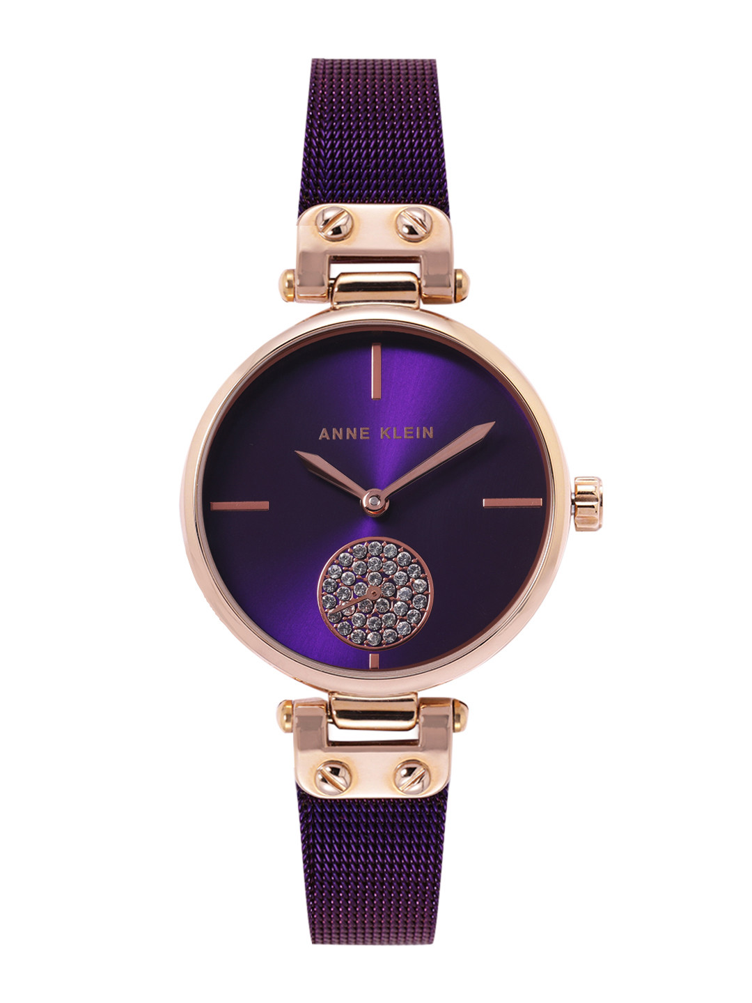 ANNE KLEIN Women Embellished Analogue Watch AK3000RGPR-Purple