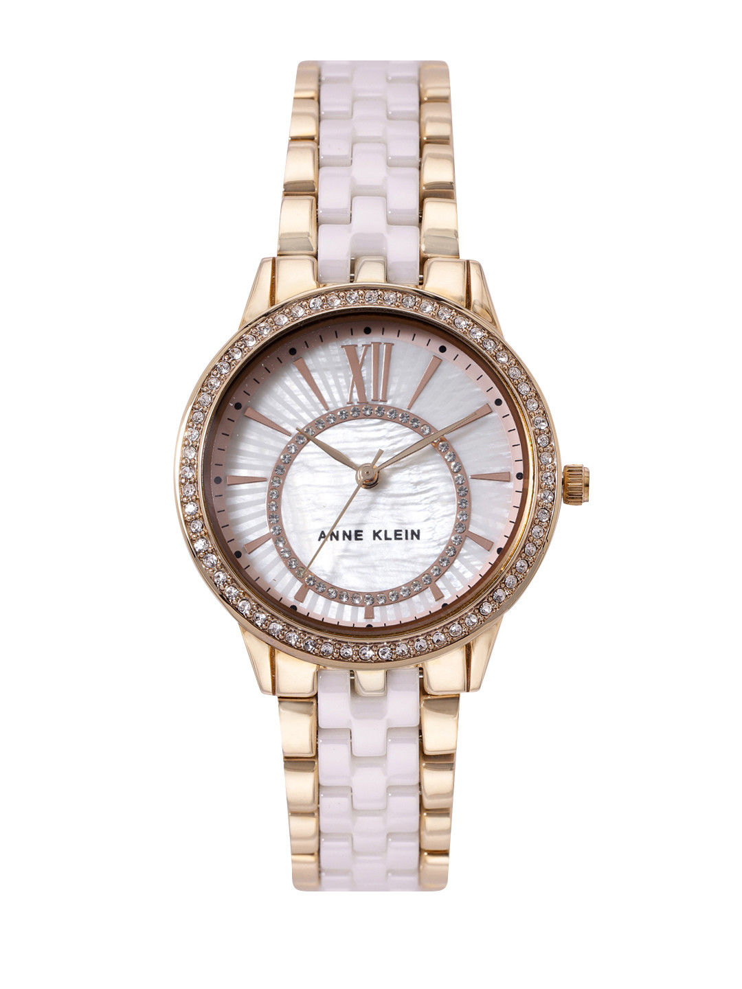 ANNE KLEIN Women Embellished Bracelet Straps Analogue Watch NEAK3672LPRG-Peach-Coloured