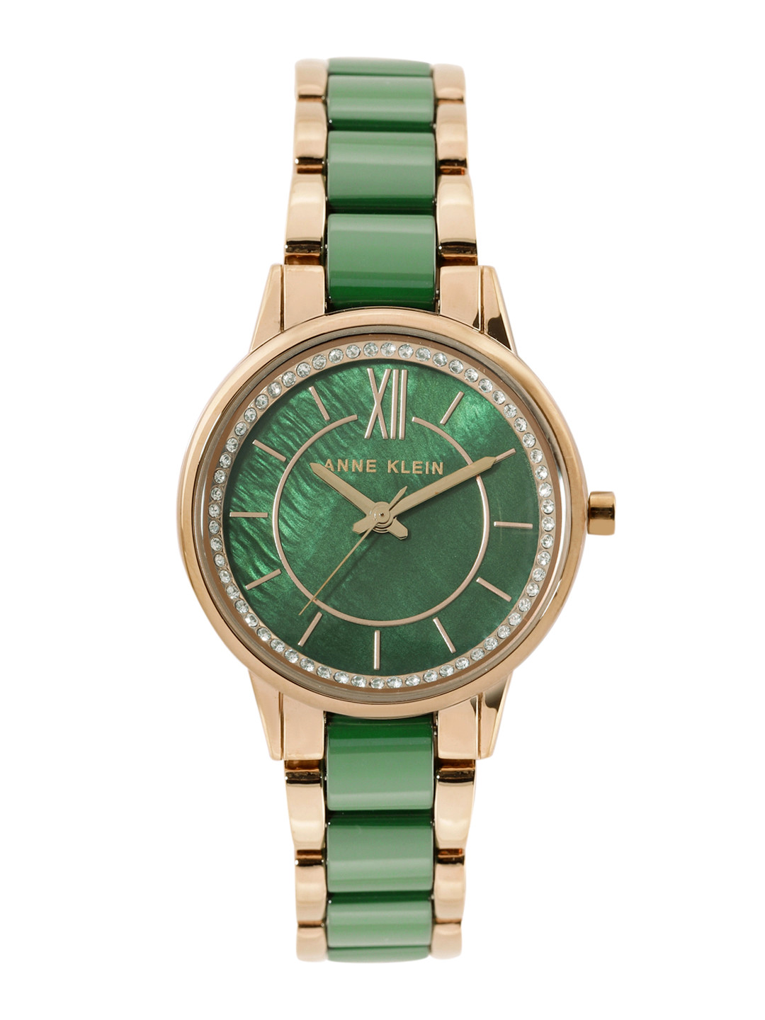 ANNE KLEIN Women Embellished Bracelet Style Analogue Watch AK3344GNRG-Green