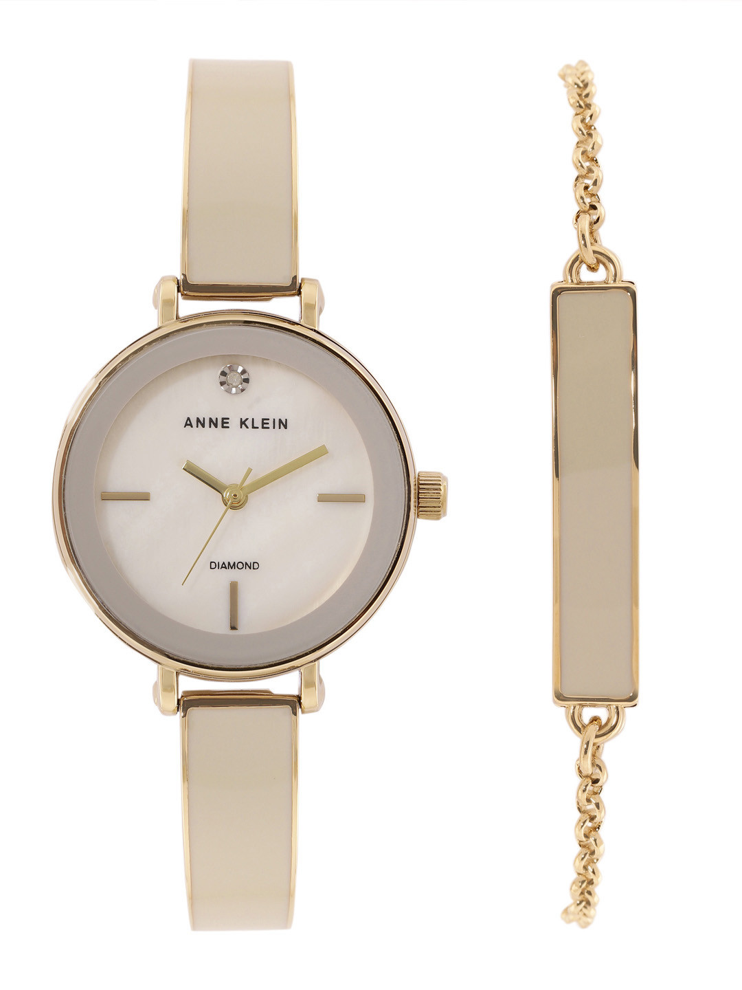 ANNE KLEIN Women Bracelet Style Straps Analogue Watch with Bracelet NEAKB3620CRST-White