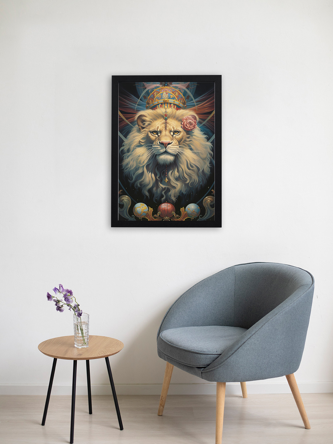 Giftii Black & Beige Birds and Animals Wooden Framed Painting Wall Art