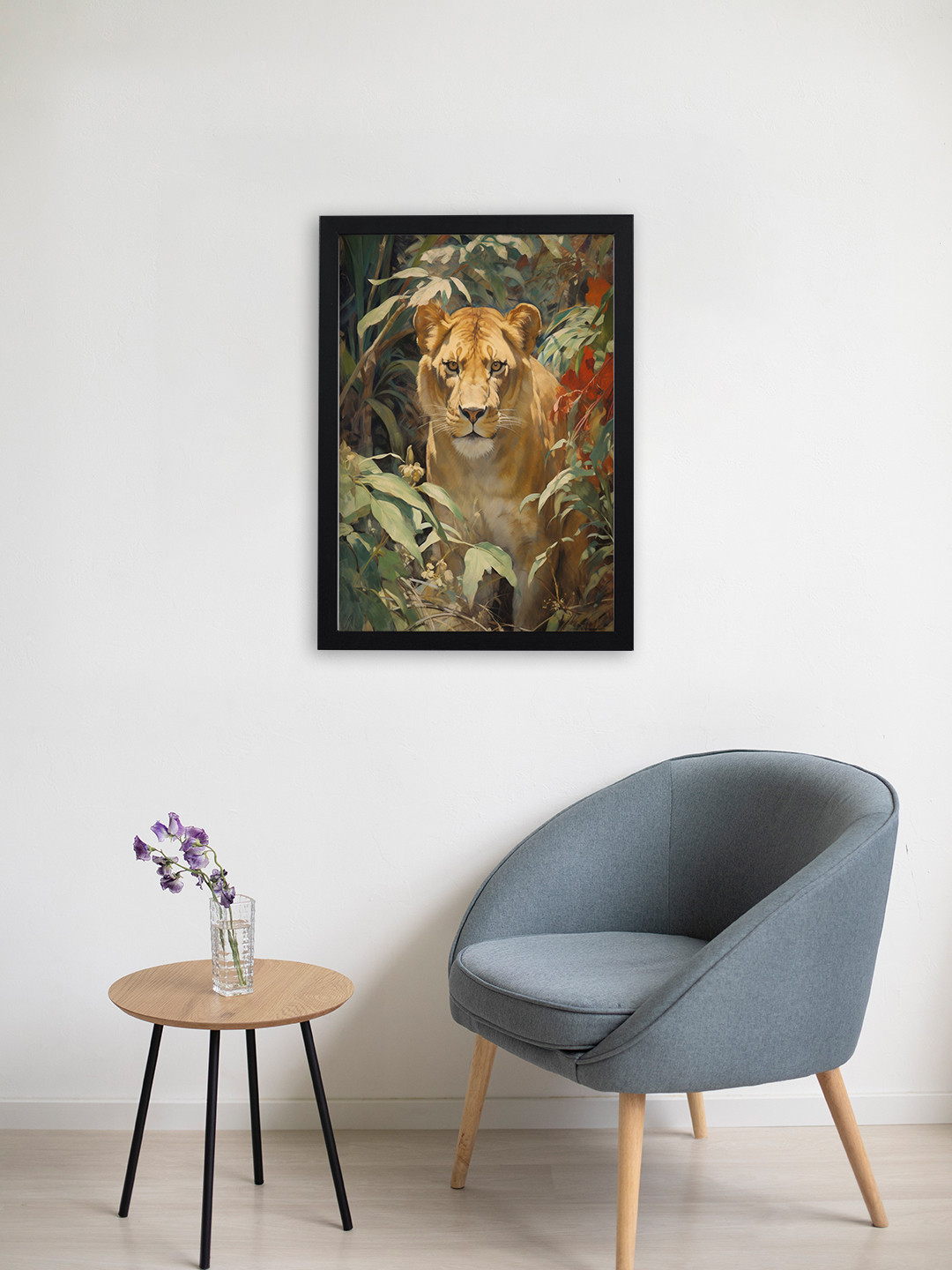 Giftii Lion Wood Wall Rectangle Paintings Wall Art - 13 x 9 In