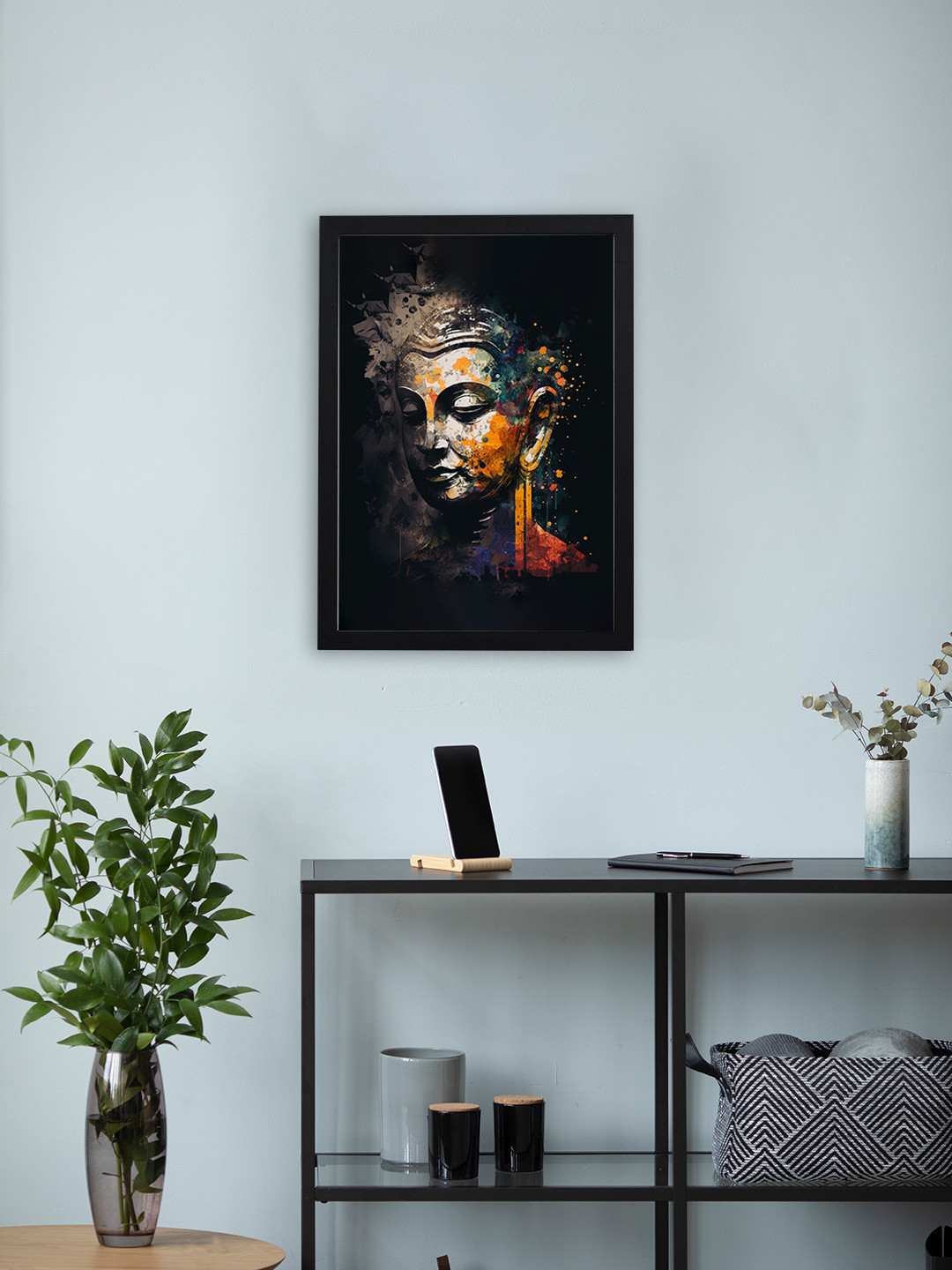 Giftii Black & Yellow Buddha Printed Wooden Framed Wall Art