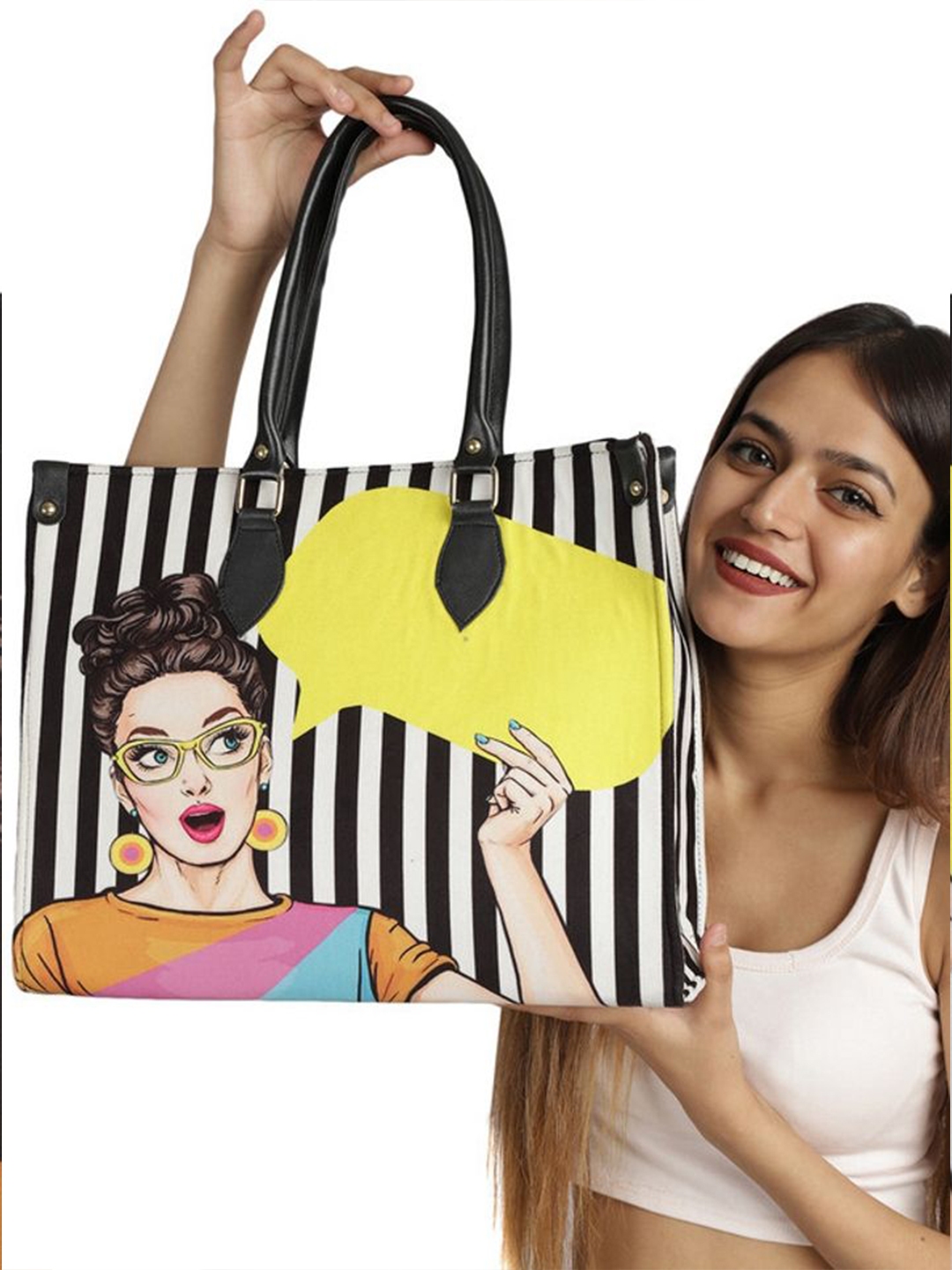 MINI WESST Women Graphic Printed Structured Tote Bag - Handbags for Women 30490700 | Myntra