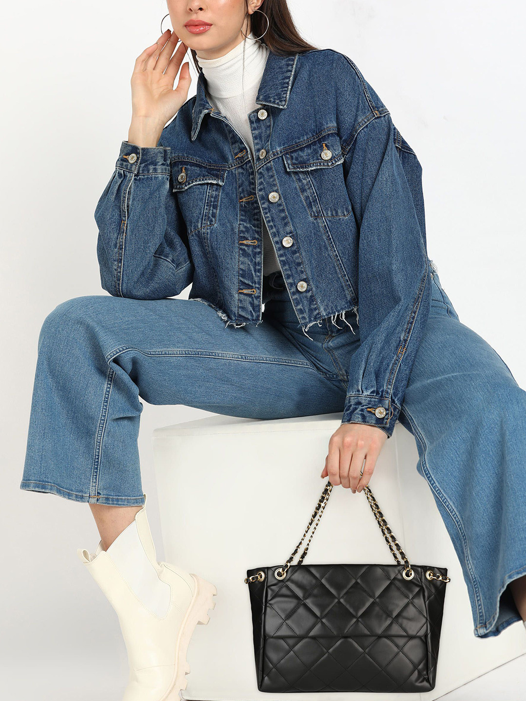 MINI WESST Women Quilted Textured Tote Bag