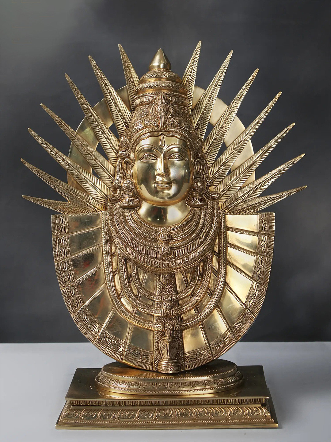 Exotic India Renuka Devi Gold Brass Metallic Prayer Room Large Showpiece - 6 Inches