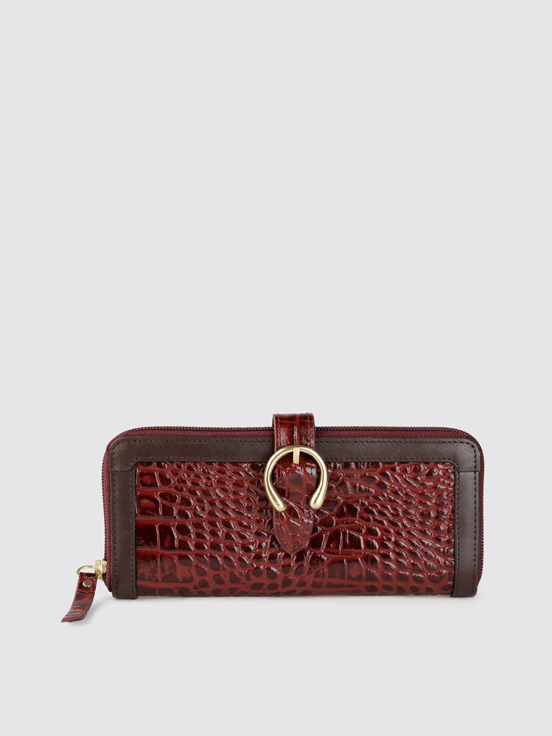 Hidesign Women Textured Buckle Detail Leather Zip Around Wallet