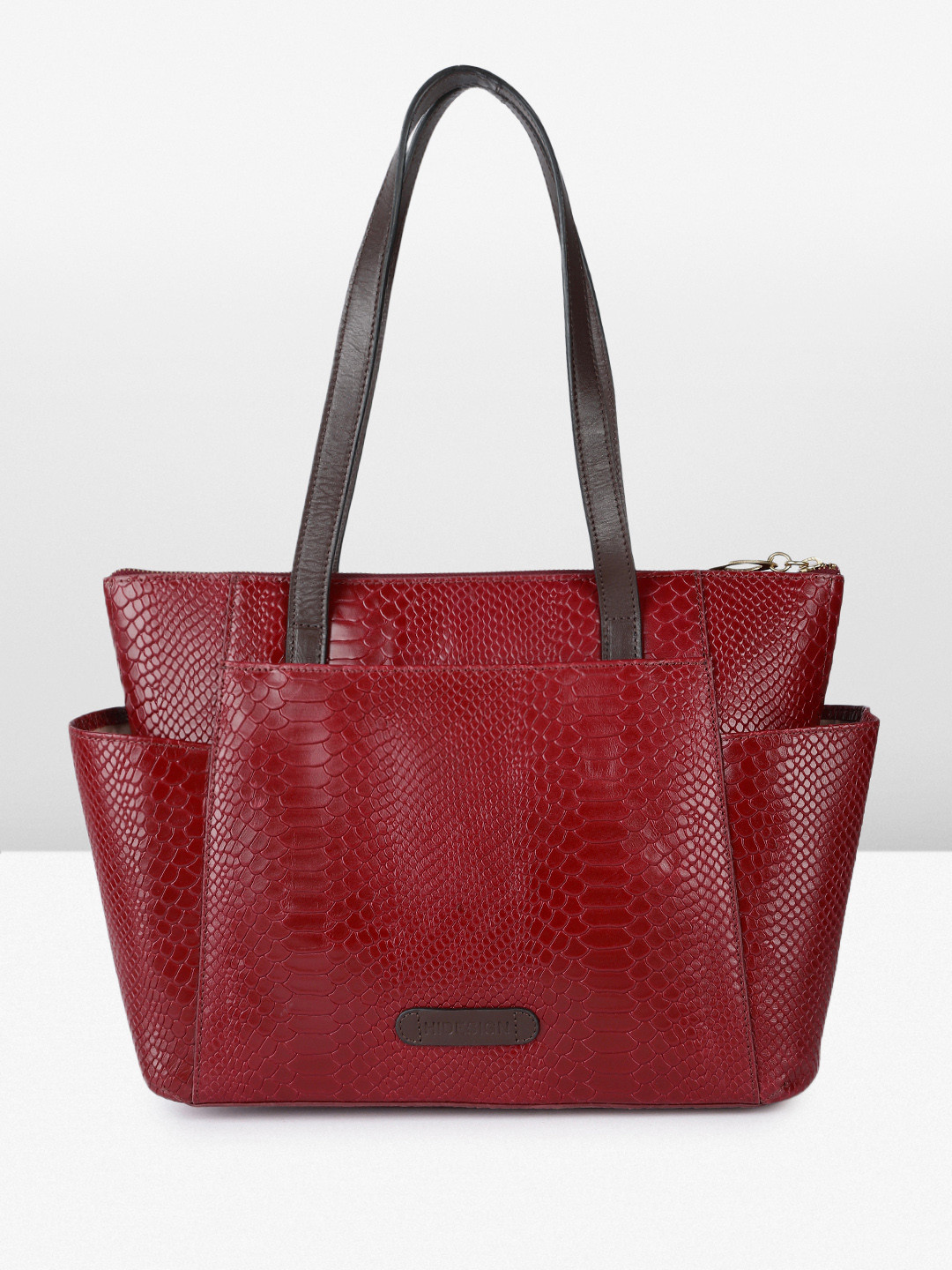 Hidesign Felice-Snake-Marsala Textured Animal Print Shoulder Bag