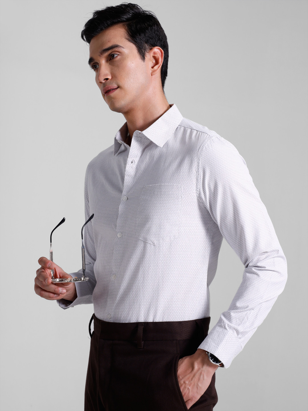 encore by INVICTUS Checked Textured Casual Shirt