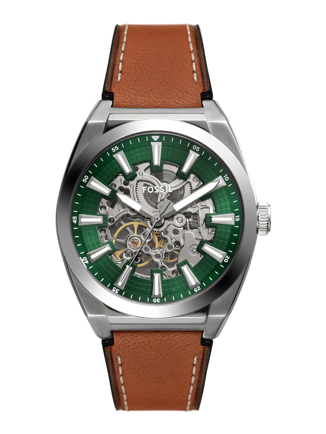 Fossil Men Everett Skeleton Leather Analogue Automatic Watch ME3261