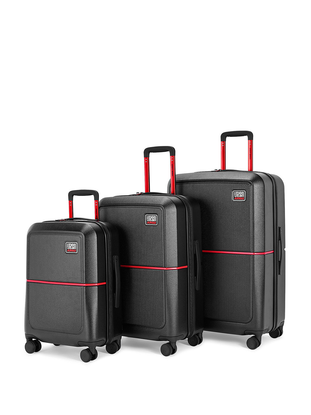 Urban Jungle By Safari Set of 3 Black Hardside Polycarboante Trolley Suitcase