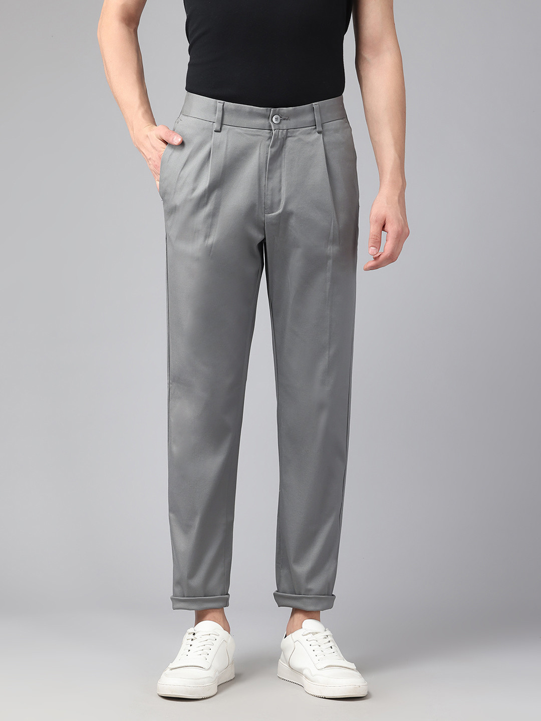 Blackberrys Men Pleated Smart Casual Regular Fit Chinos