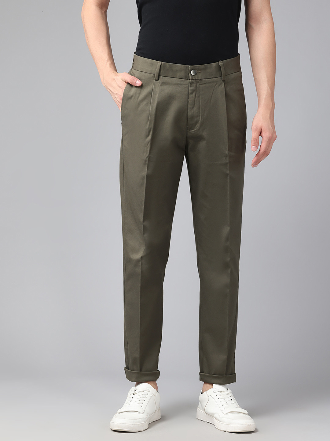 Blackberrys Men Pleated Smart Casual Regular Fit Chinos