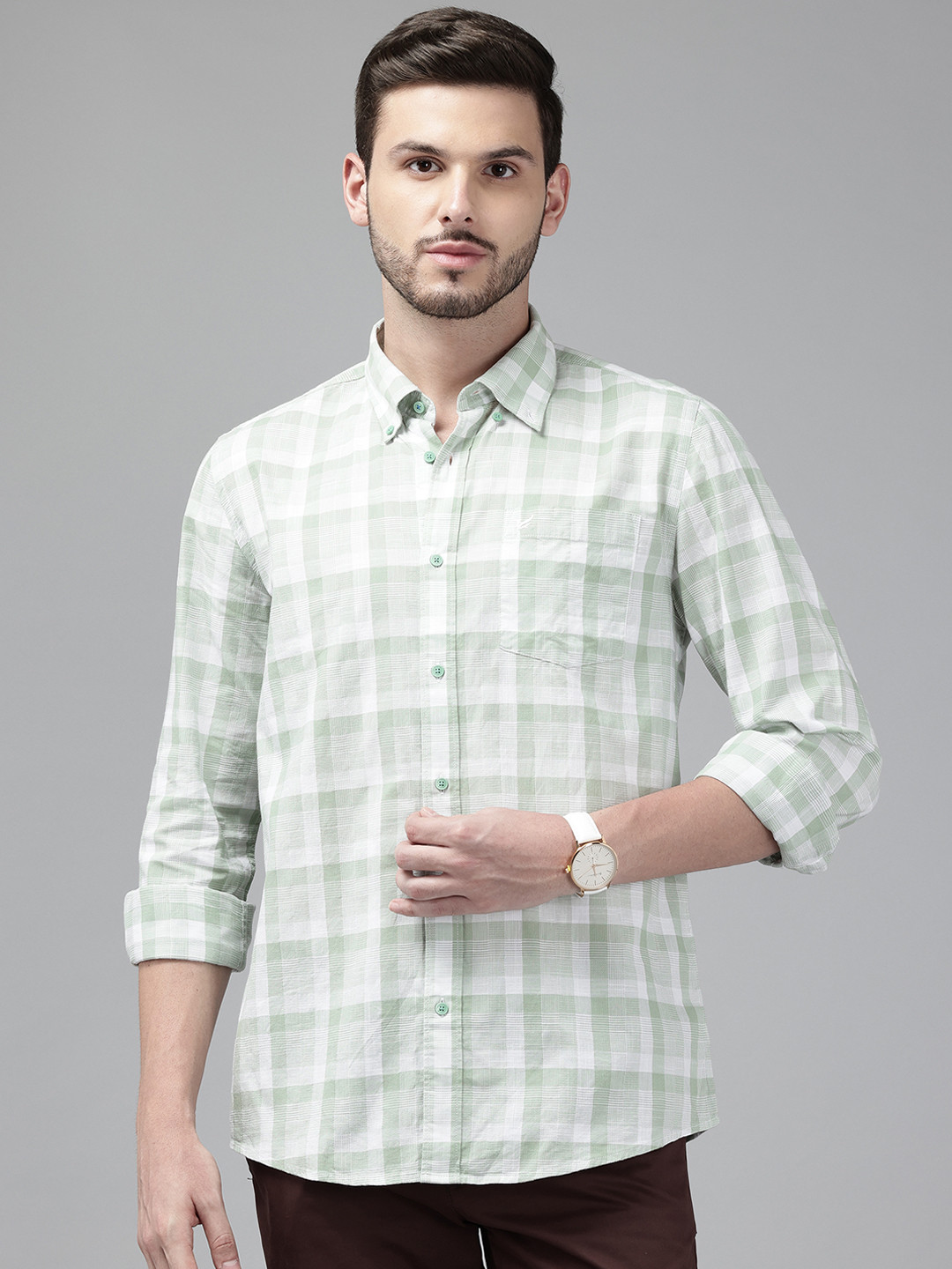 Blackberrys Checked India Slim Fit Pure Cotton Shirt