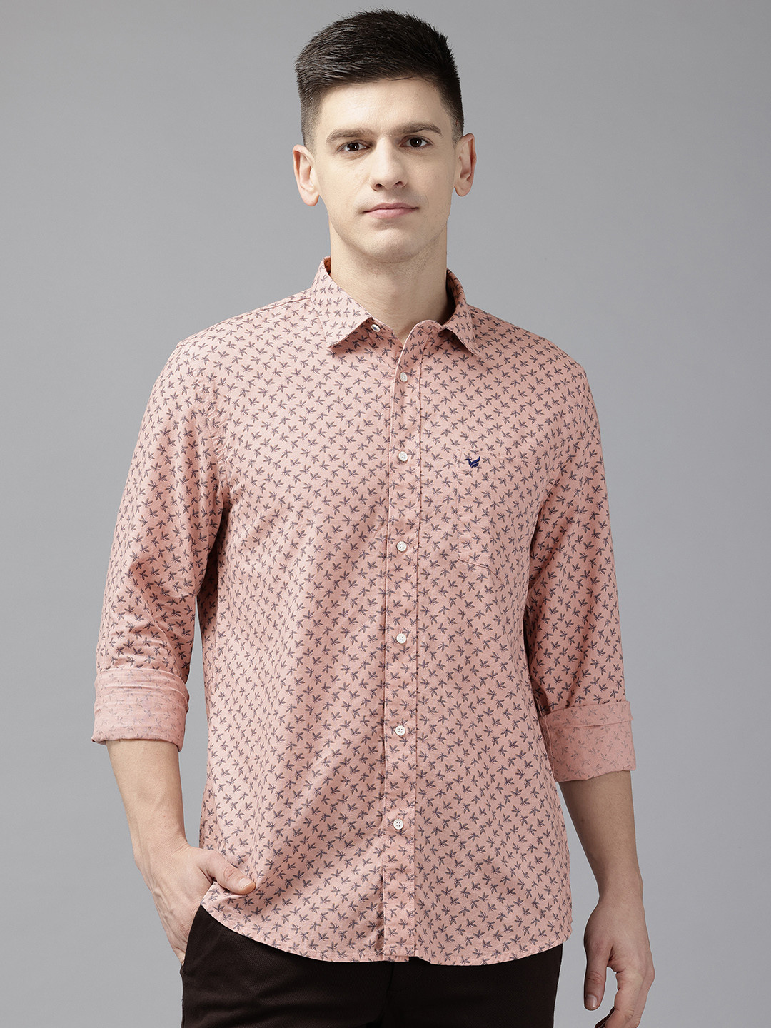 Blackberrys Cotton Linen India Slim Fit Printed Casual Shirt