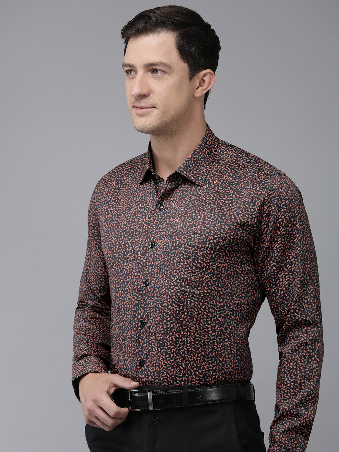 Van Heusen Slim Fit Floral Printed Pure Cotton Formal Shirt