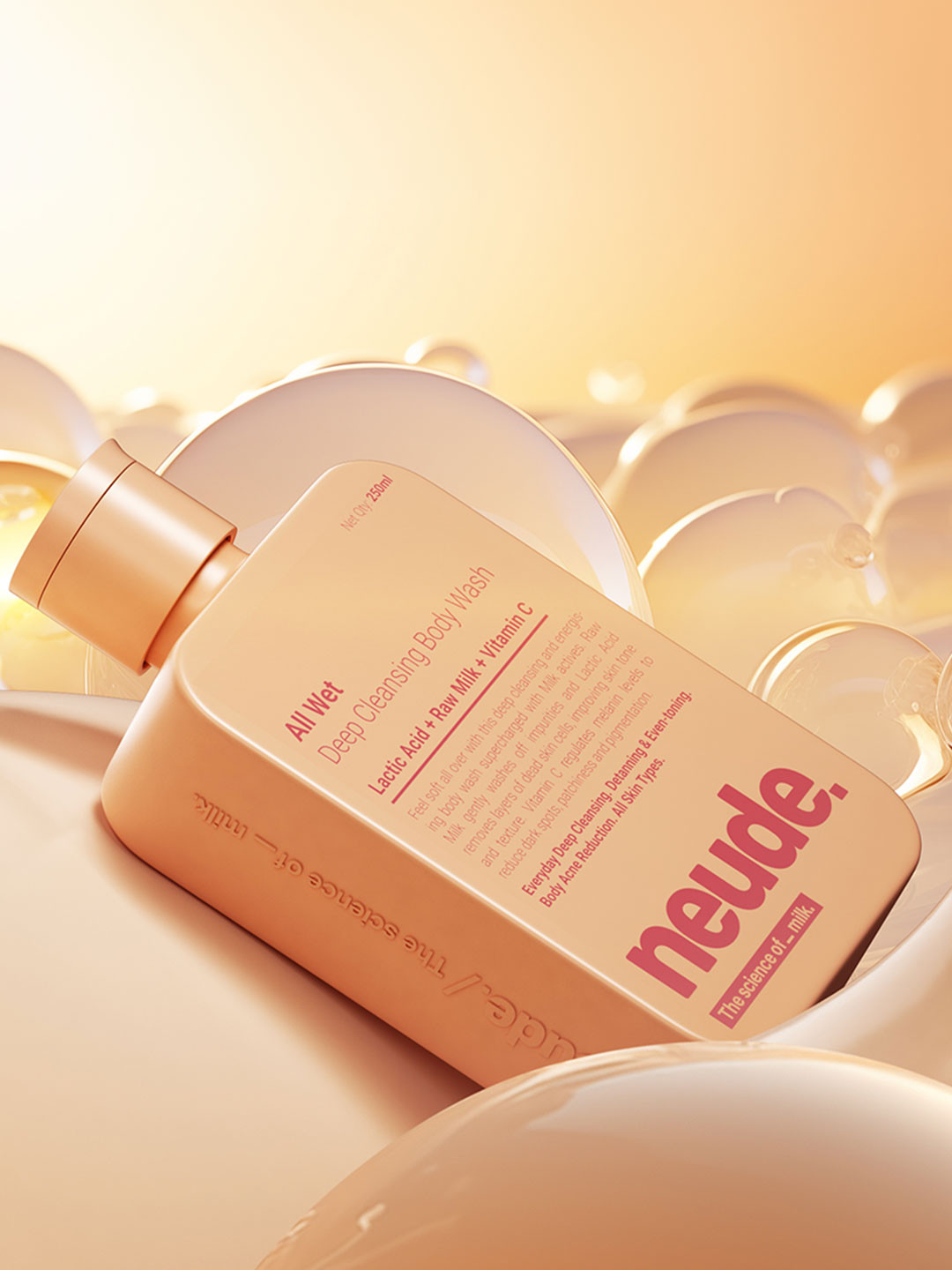 Neude Skin All Wet Deep Cleansing Body Wash with Lactic Acid & Vitamin C - 250ml