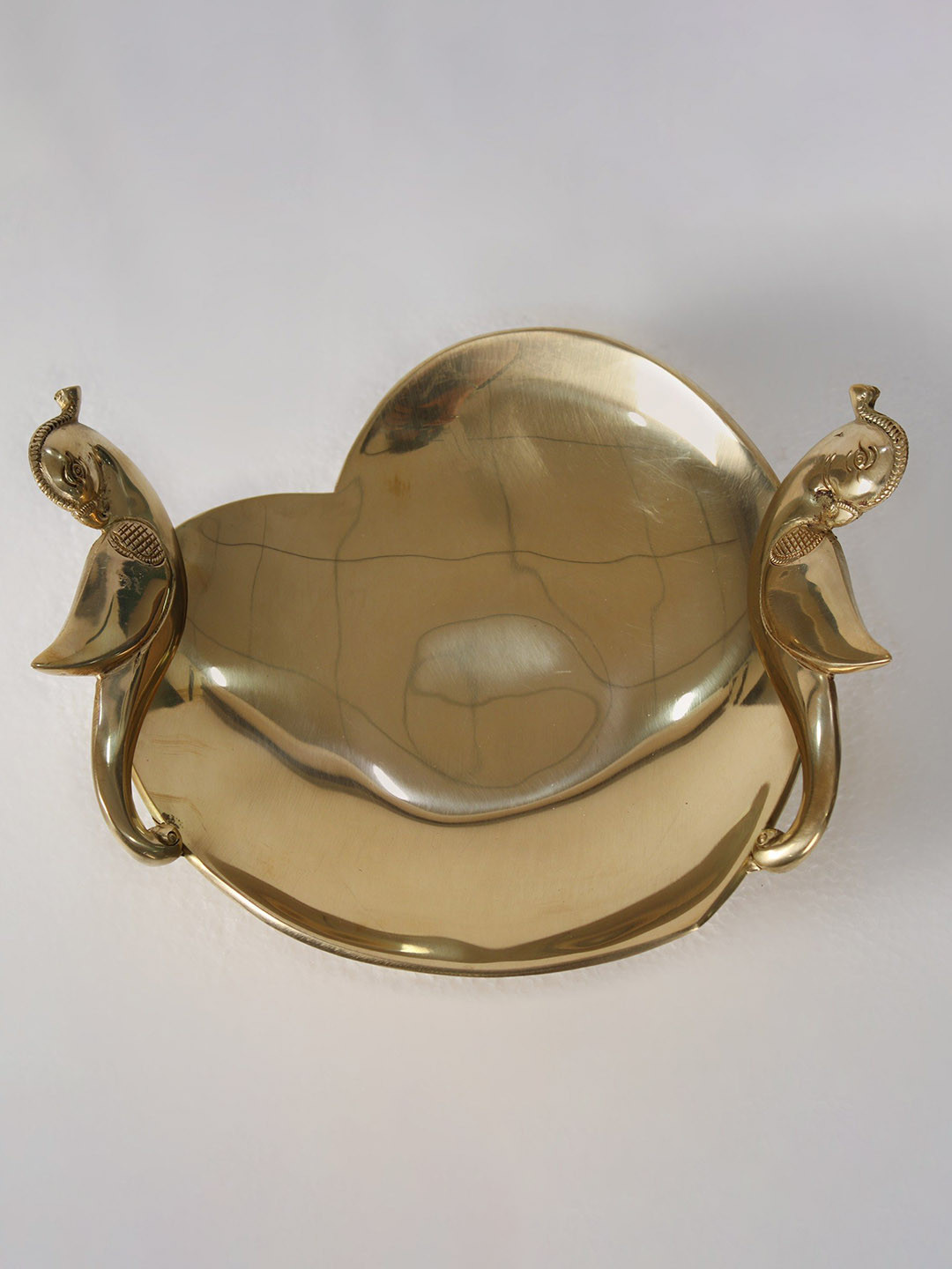 Exotic India Brass Double Parrot Heart Shaped Tray