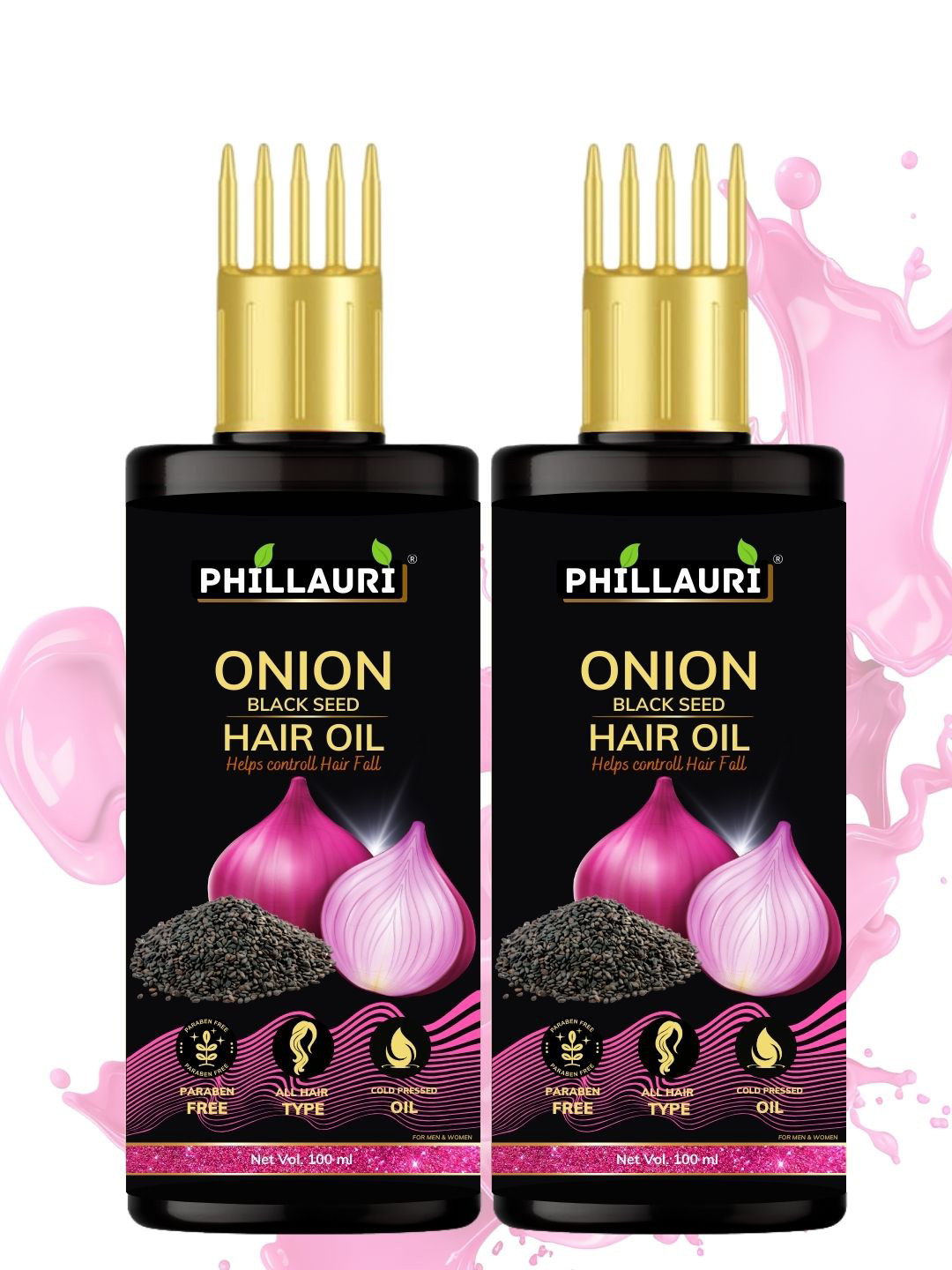 Phillauri Set Of 2 Onion Black Seed Hair Oil For Hair Growth - 100ml Each