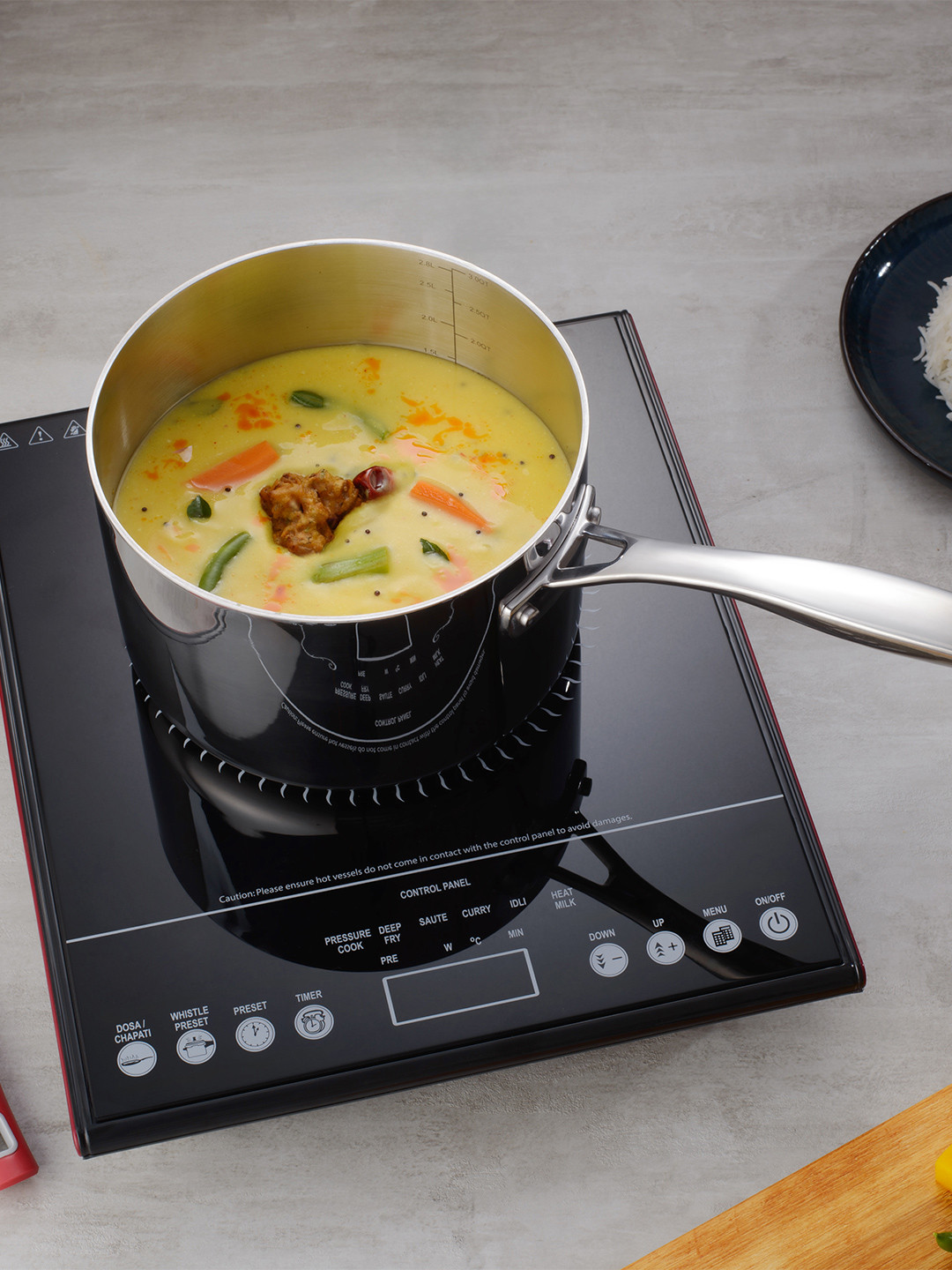 Tramontina Aeion Non Toxic Stainless Steel Triply Sauce Pan with Lid 2.1L