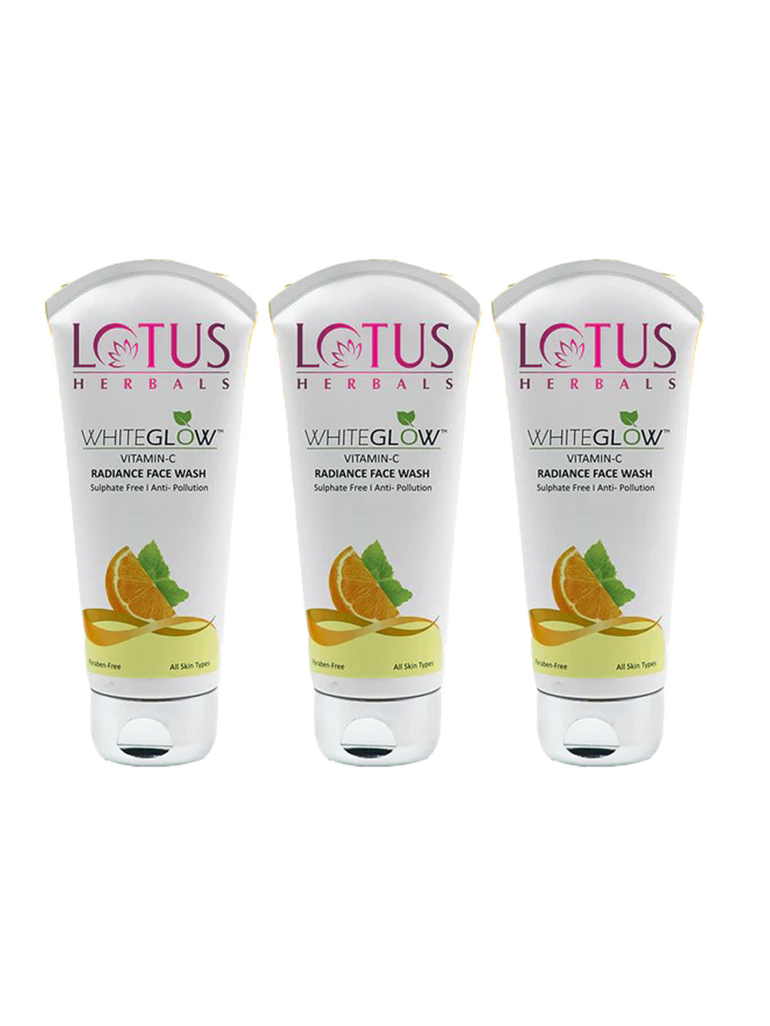 Lotus Herbals Set Of 3 WhiteGlow Vitamin C Radiance Face Wash For Dark Spots & -100g Each