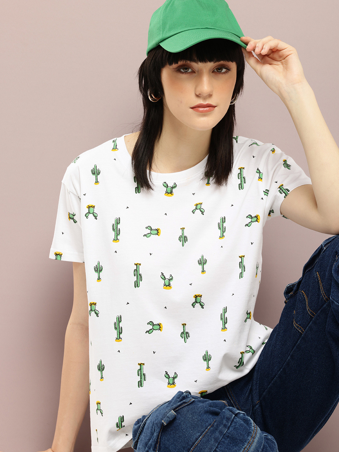 DILLINGER Cactus Print Regular Fit Cotton T-shirt