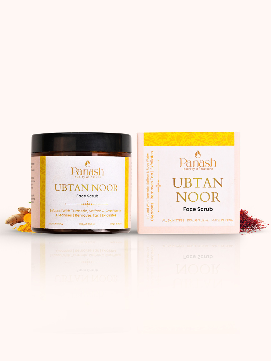 PANASH WELLNESS Ubtan Noor Rose Water Turmeric & Saffron Infused Face Scrub- 100g