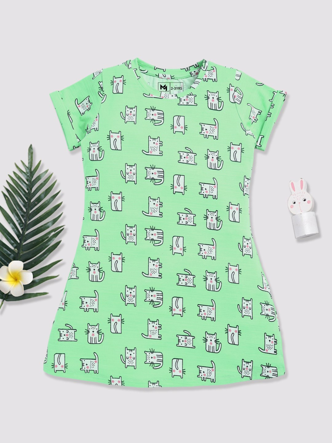 YK X Minute Mirth Girls Animal Print A-Line Dress