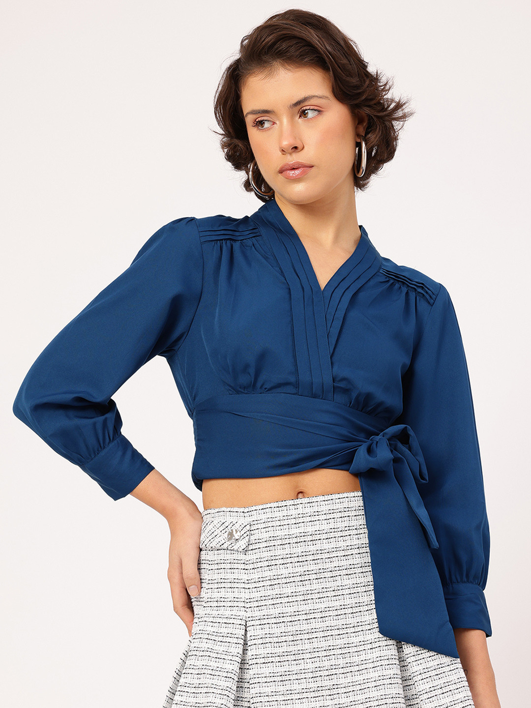 DressBerry Belted Smocked Crop Top