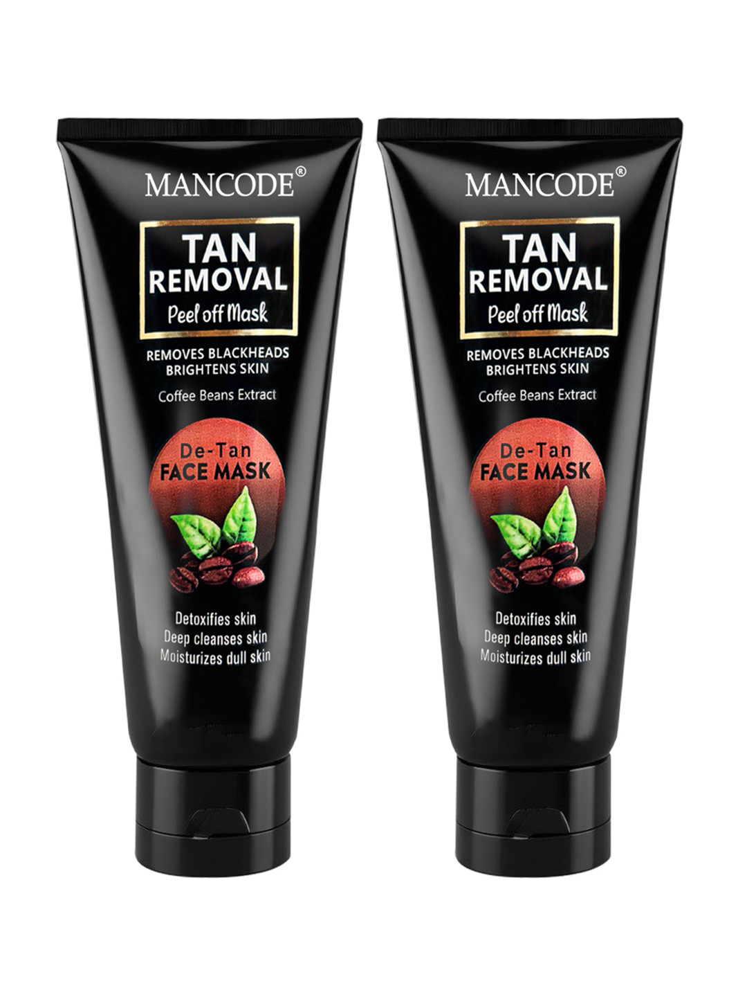 MANCODE Set Of 2 De-Tan Peel Off Mask With Coffee Extract- 100ml Each
