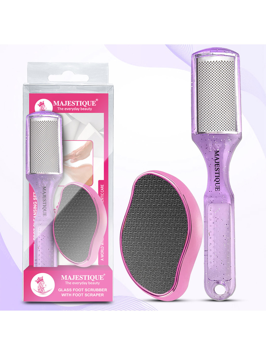 MAJESTIQUE Glass Foot Scrubber & Foot Scraper