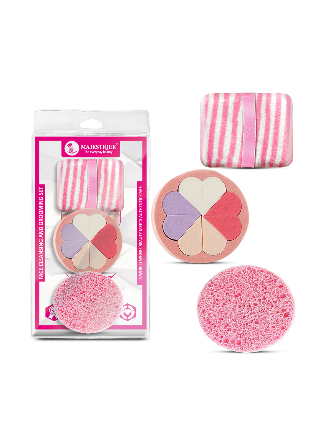 MAJESTIQUE Pack Of 3 Makeup Sponge & Cleansing Pads Set