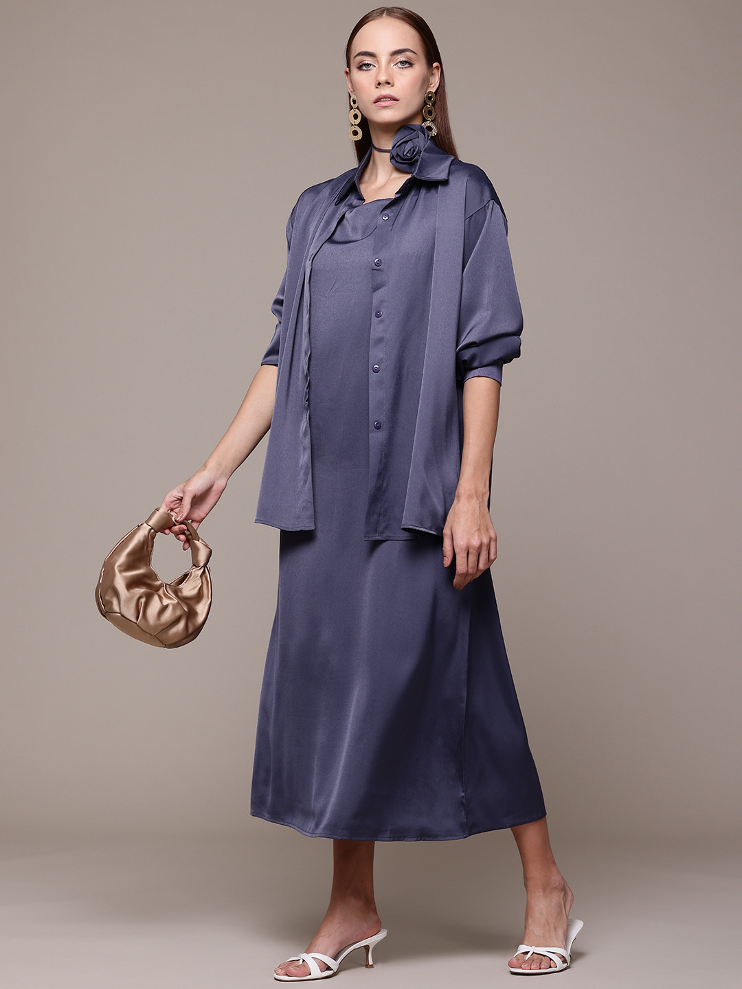 bebe Future Flam Satin Co-Ord Set