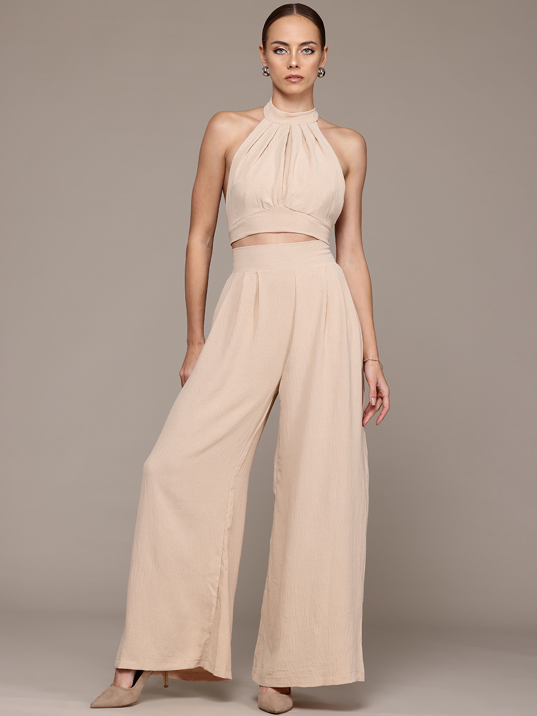 bebe Halter Neck Textured Co-Ords