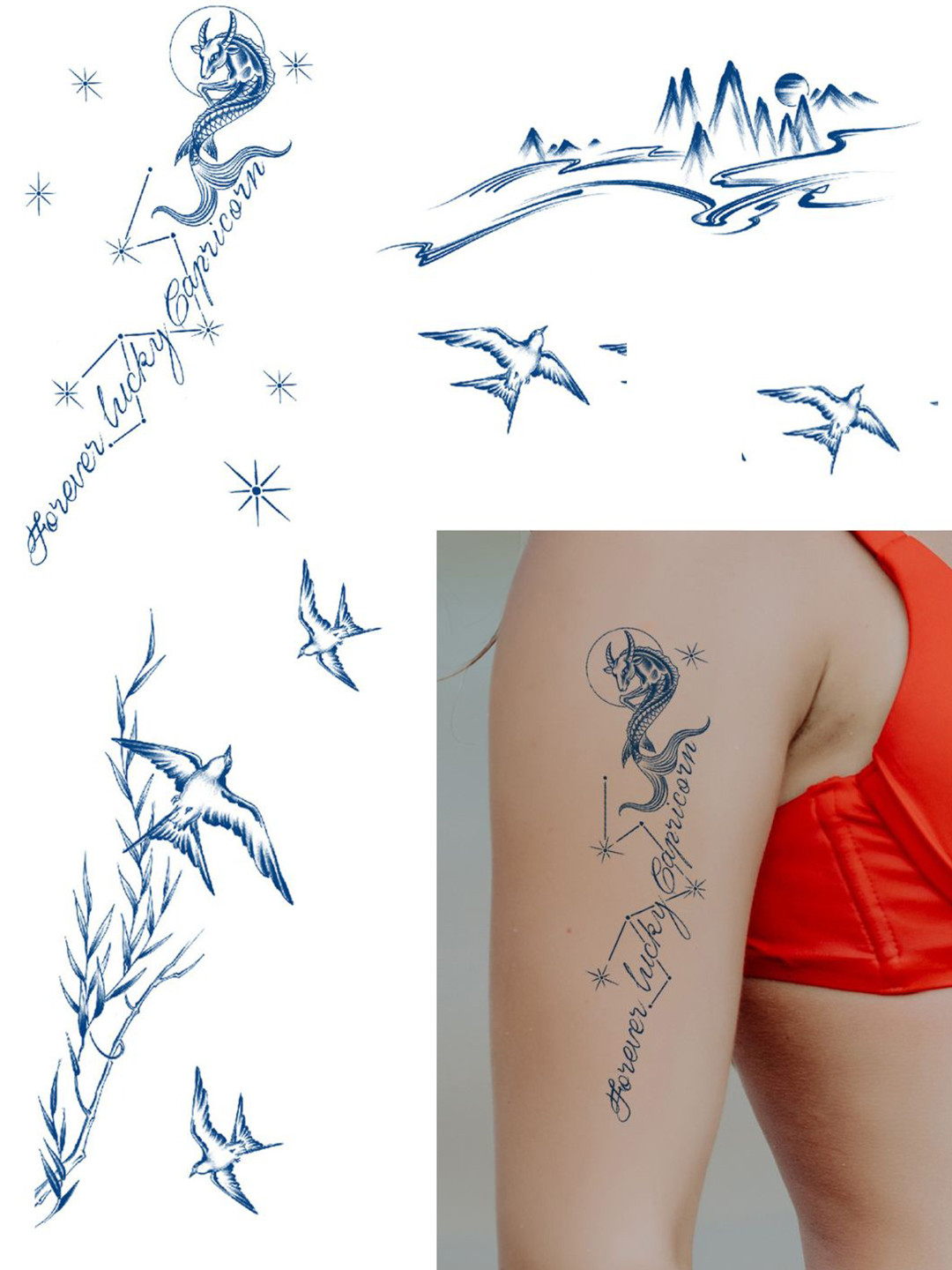 LICK Matte Finish Realistic Semi Temporary Body Tattoo Combo