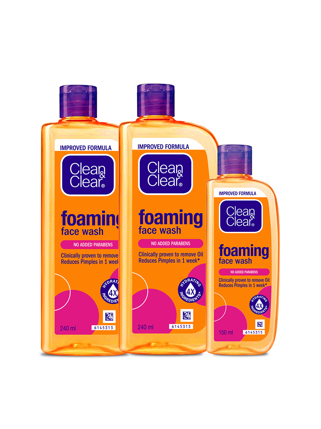 Clean&Clear 3Pcs Foaming Face Wash Super Saver Combo - 240ml x 2 + 150ml