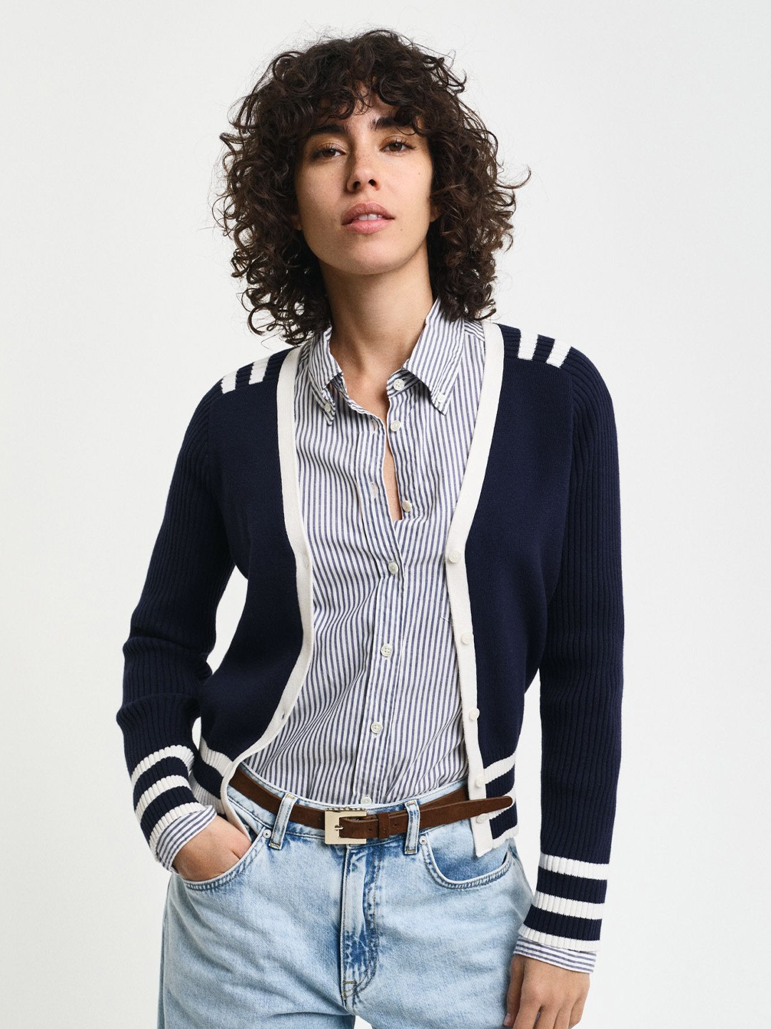 GANT Women Solid V-neck Cardigan