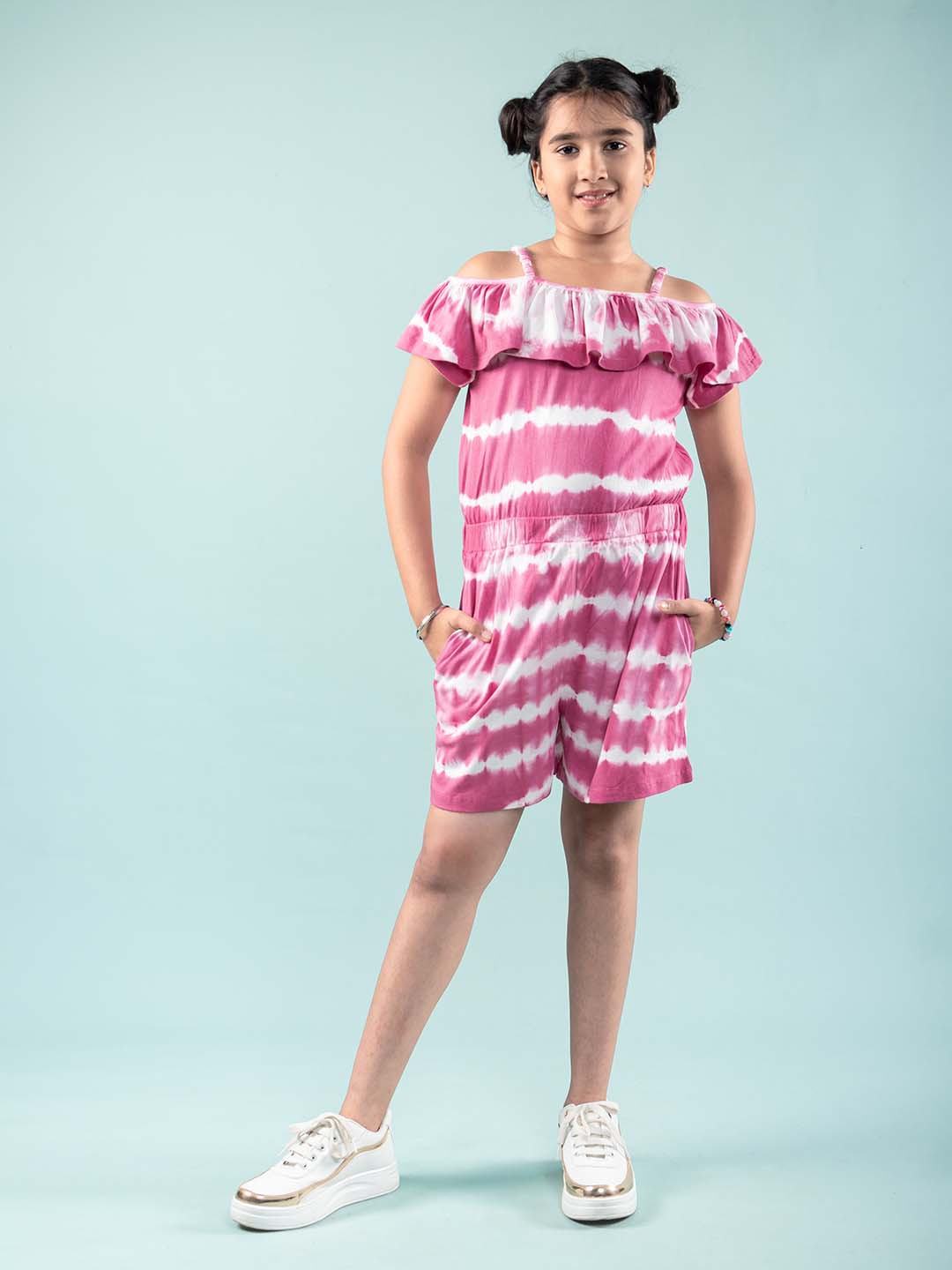 TWEENY MINI Girls Kids Pure Cotton Tie & Dye Romper Dress