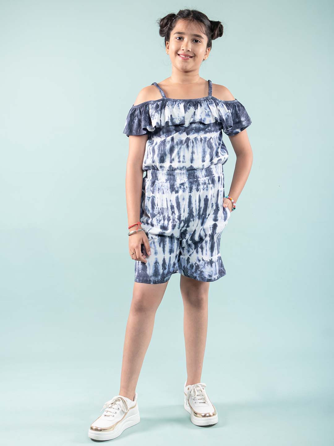 TWEENY MINI Girls Kids Pure Cotton Tie & Dye Romper Dress