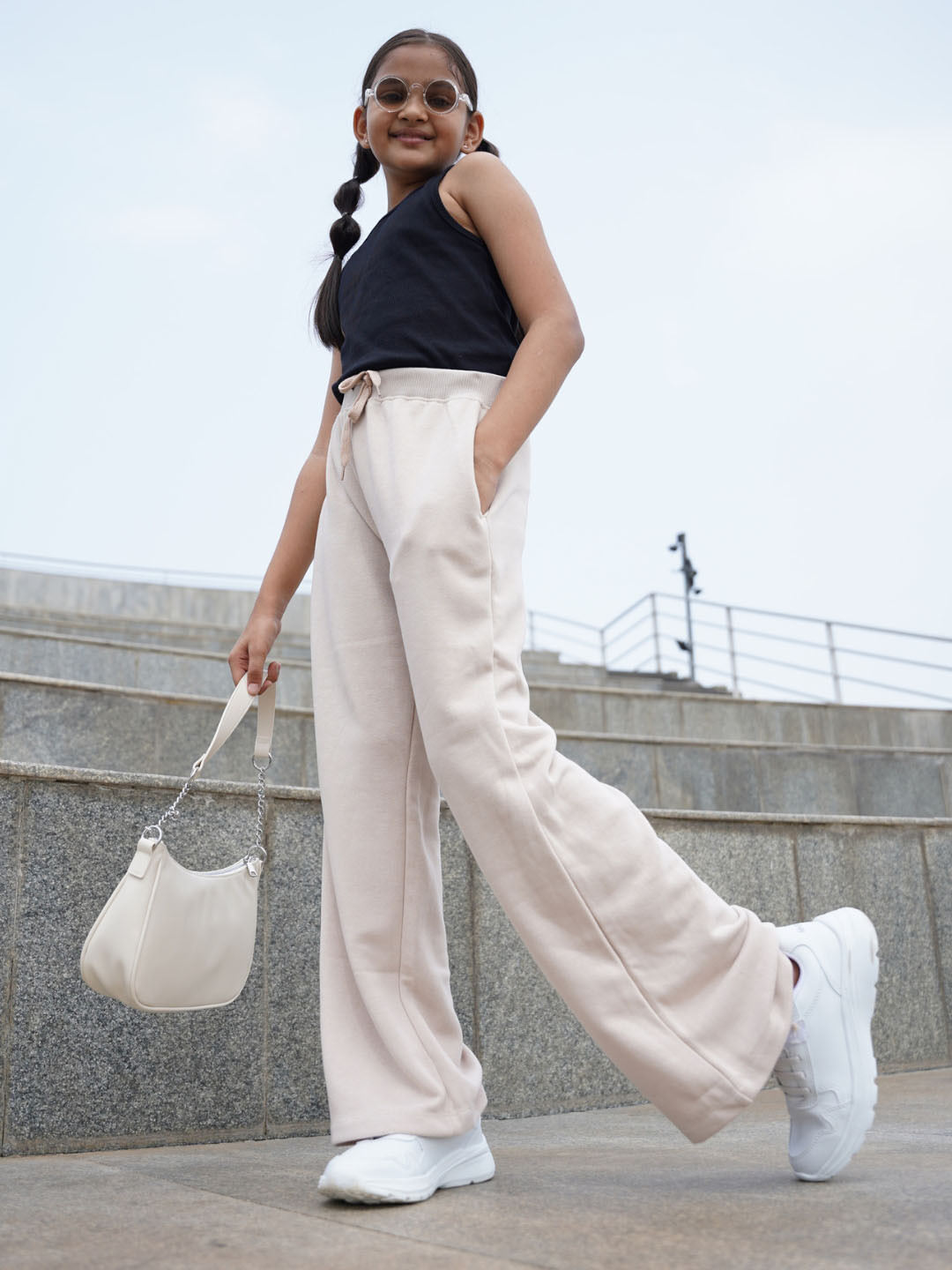 Nap Chief Girls Mid-Rise Wide Leg Cotton Blend Jogger