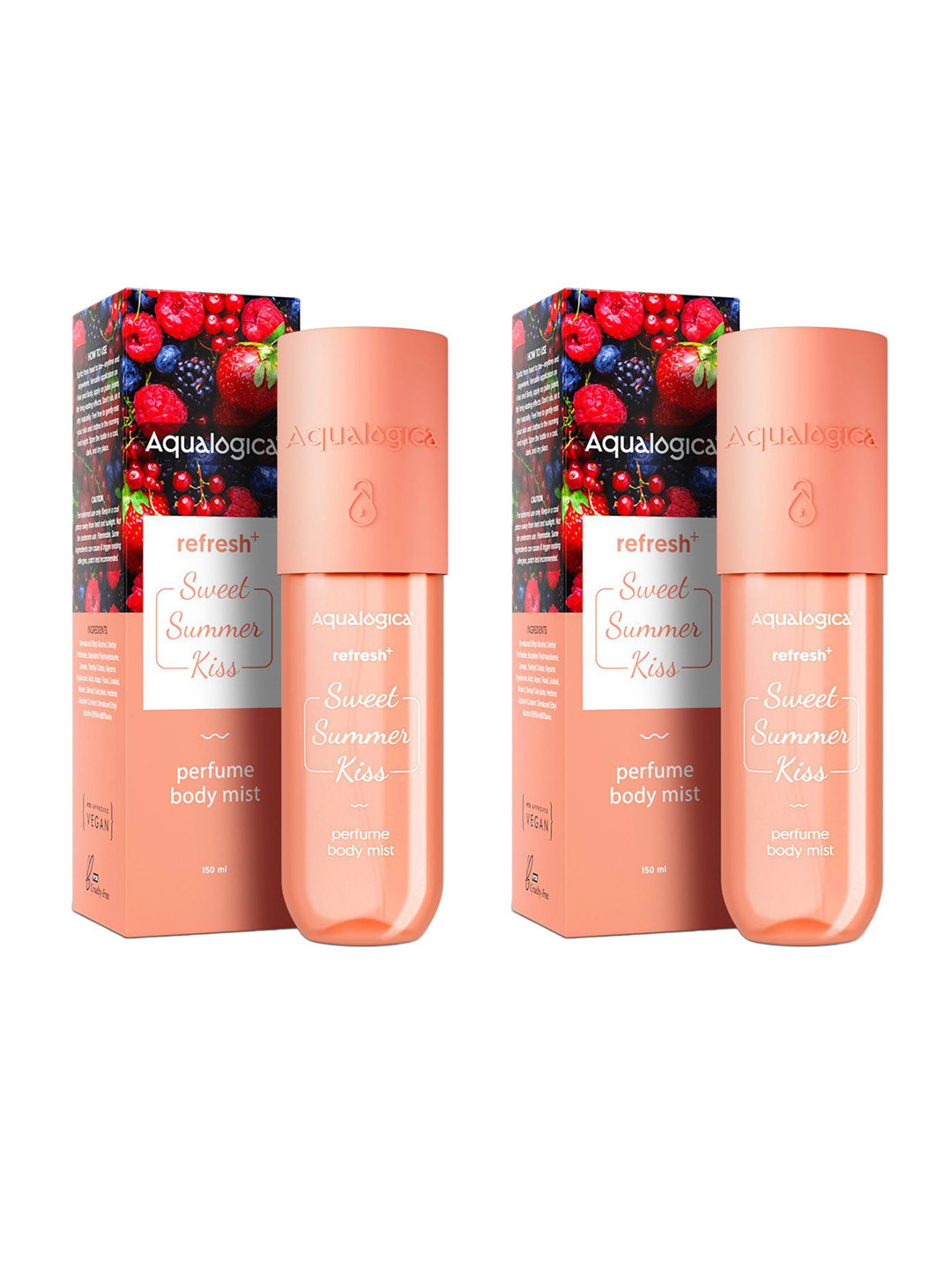 Aqualogica Set of 2 Refresh+ Sweet Summer Kiss Perfume Body Mist - 150 ml each