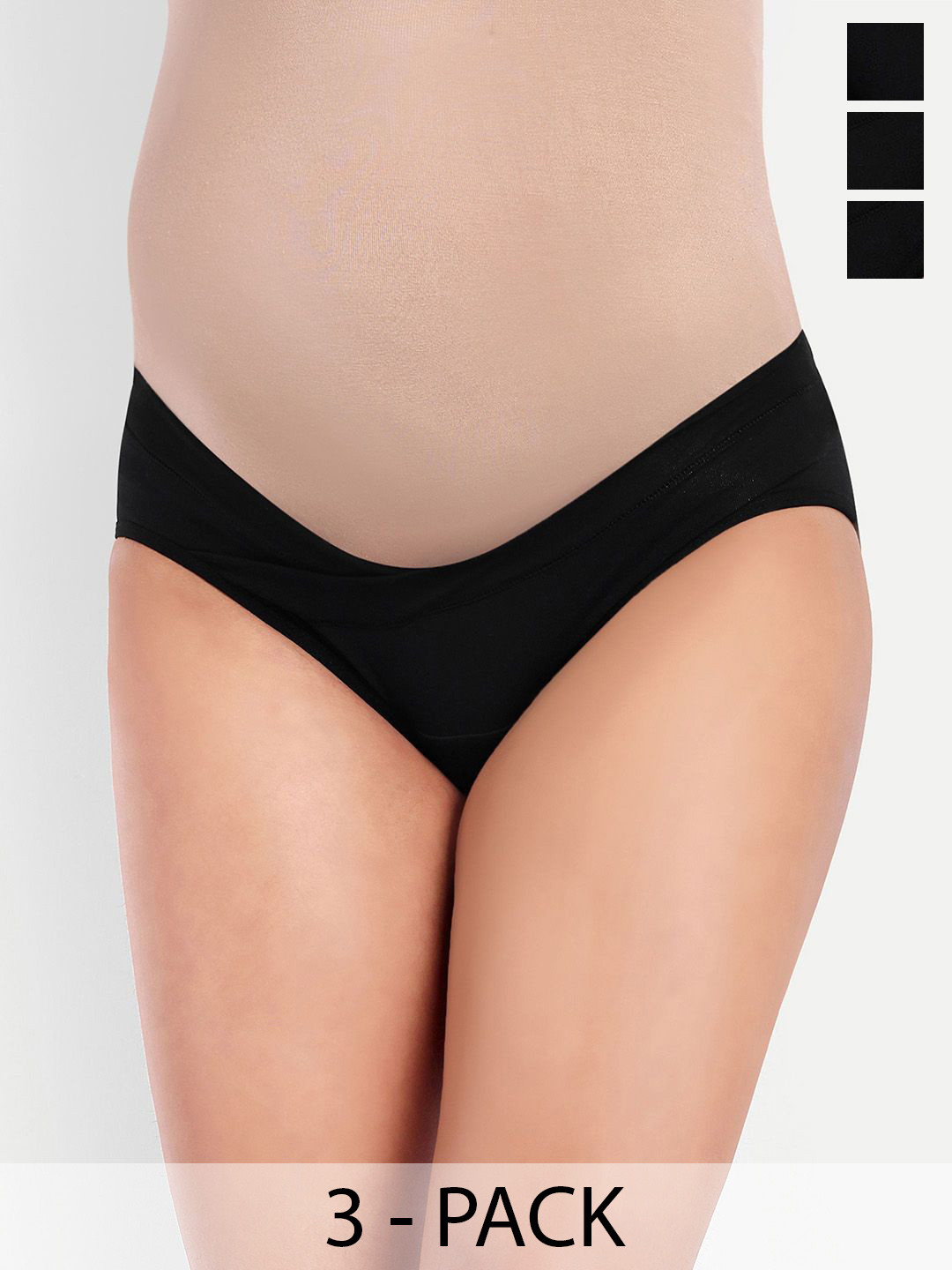 THE MAMA KLUB Pack Of 3 Low Raise  Maternity Briefs P03-MP-BLACK